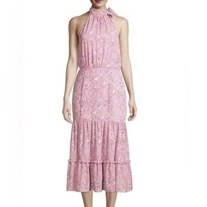 LIKELY Women's Mona Ruffled Floral Midi Dress‎ Pink Sleeveless Stretch NWT Sz 6